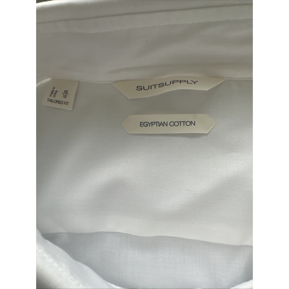 Suitsupply Tailored Fit Dress Shirt White Classic Egyptian Cotton Luxury 46-18 - Picture 2 of 5